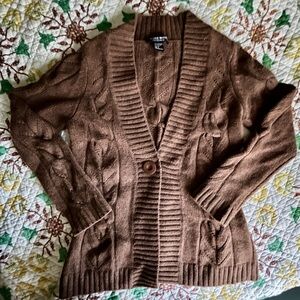 Classic Brown Cable Knit Cardigan
